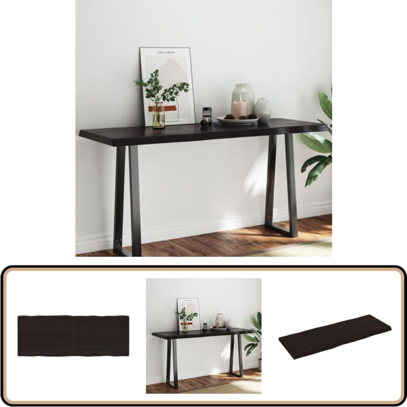 Tischplatte 160x60x(2-6) cm Massivholz Behandelt Baumkante - Eichenholz Tischplatte - Holztischplatte - Esstisch Platte - Wohnzimmer Deko - Möbelstück