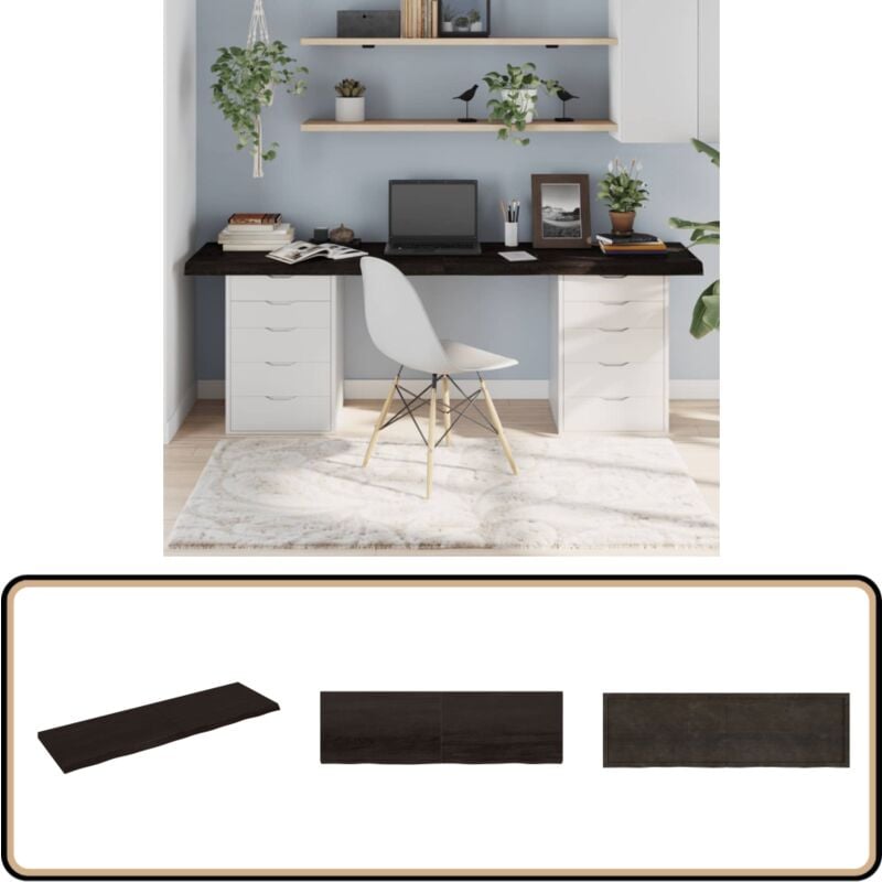 Tischplatte Dunkelbraun 200x60x(2-6)cm Massivholz Eiche - Holztischplatte - Eichentischplatte - Esstischplatte - Wohnzimmer Dekoration - Möbelstück