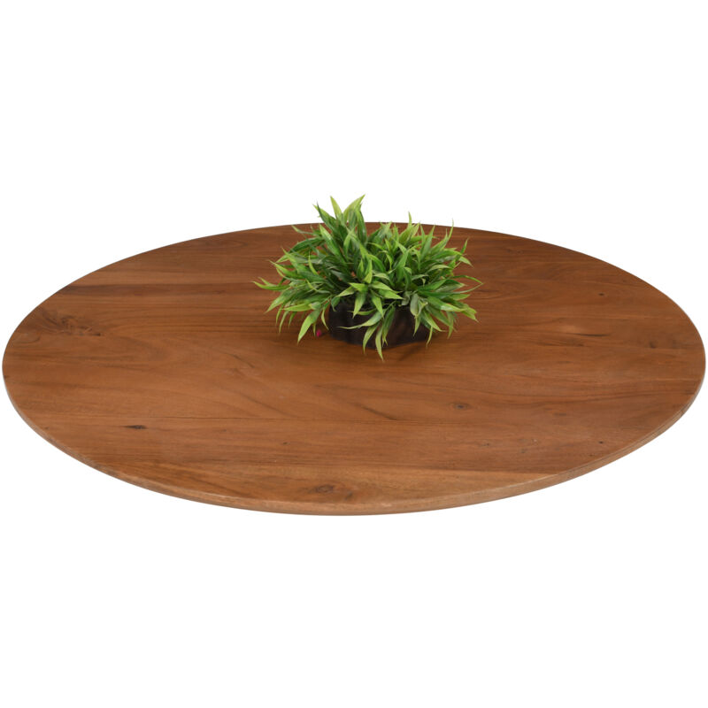 Tischplatte Schweizer Kante Akazie nussbaumfarben 70 cm rund Brasilia