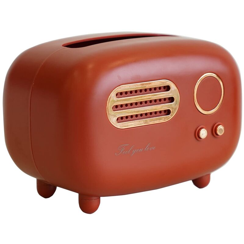 Tissue box cover, retro radio tissue boxes, art tissue box, red multifunctional tissue box