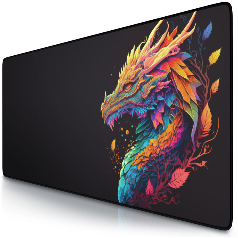 Xxl Speed Gaming Mauspad Schwarz 900 x 400mm, xxl Mousepad, Tischunterlage Large Size, verbessert Präzision und Geschwindigkeit - Titanwolf