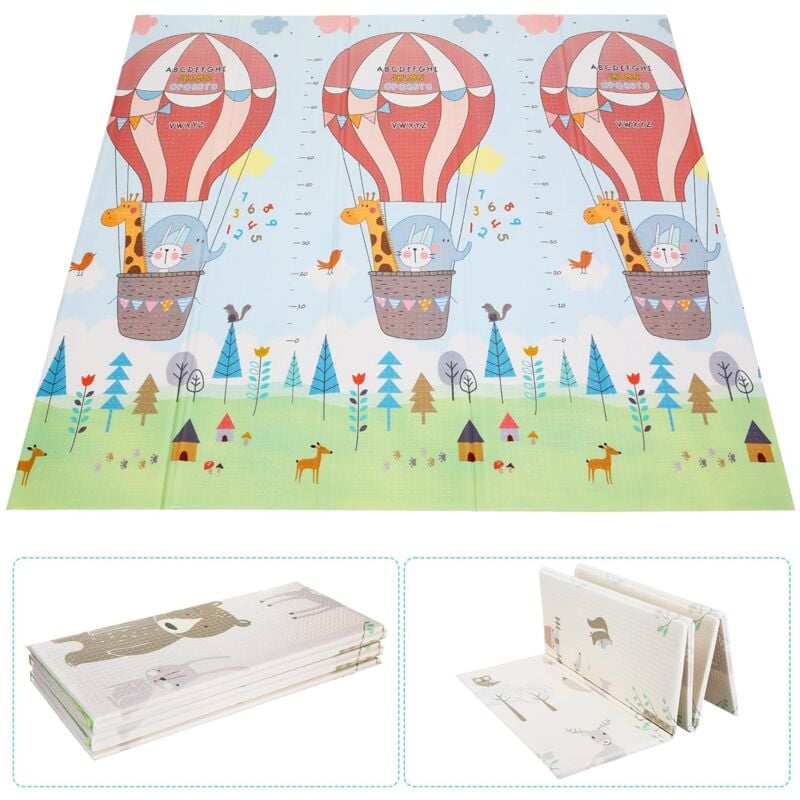 Krabbelmatte Baby, 180x160x1cm, Baby Spielmatte, Ungiftig Geruchlos XPE-Schaumboden, Spielmatte Baby Rutschfest Beidseitig Wasserdicht, Leicht zu