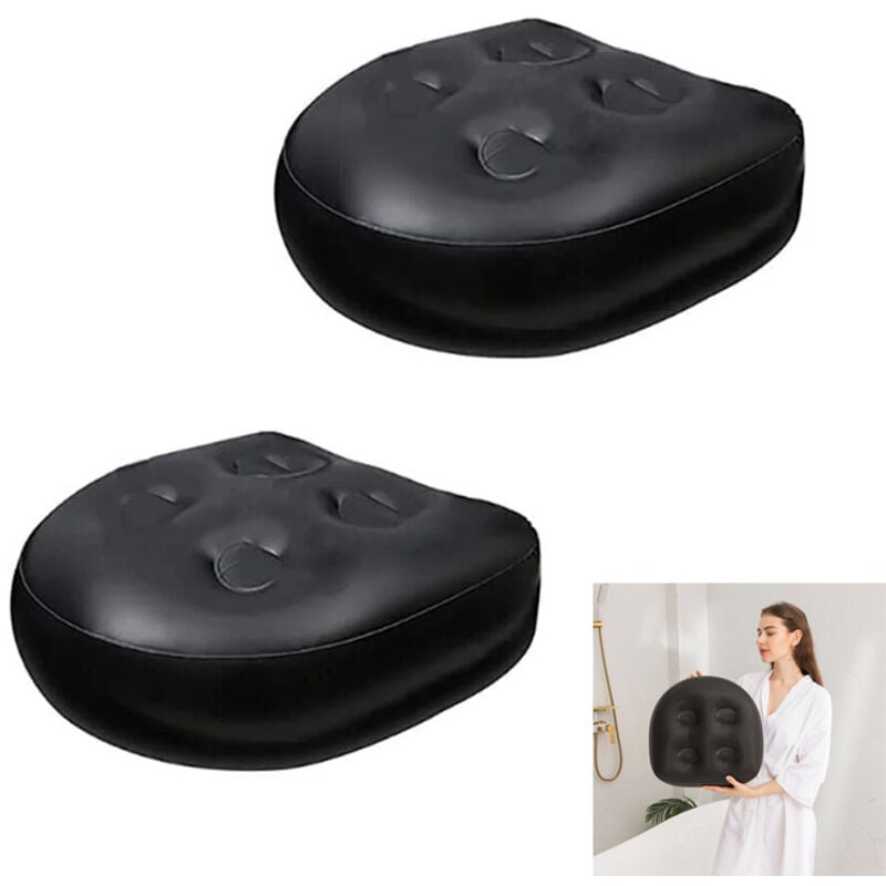 Set mit 2 schwarzen Whirlpool-Badewannensitzen, Kissen für Spa, multifunktionales Erhöhungskissen, wasserdichtes aufblasbares Kissen,