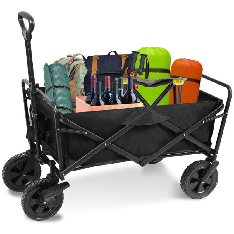 TolleTour Bollerwagen faltbarer Tragfähigkeit bis ca. 100 kg - schwarz Bollerwagen faltbarer Strandwagen Handwagen Gerätewagen faltbar Kinder Ausflug