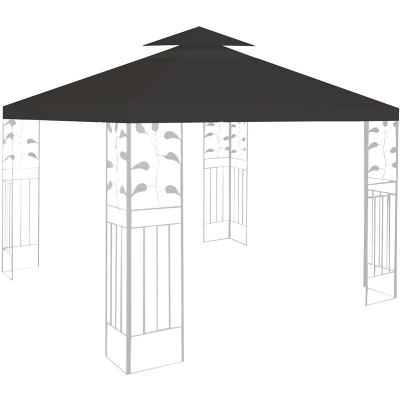 TolleTour Ersatzdach für Pavillon 3x3m Anthrazit, Partyzelt Dach mit Dachabzug, Doppeldach Dachplane für Garten-Pavillon und Gartenzelt