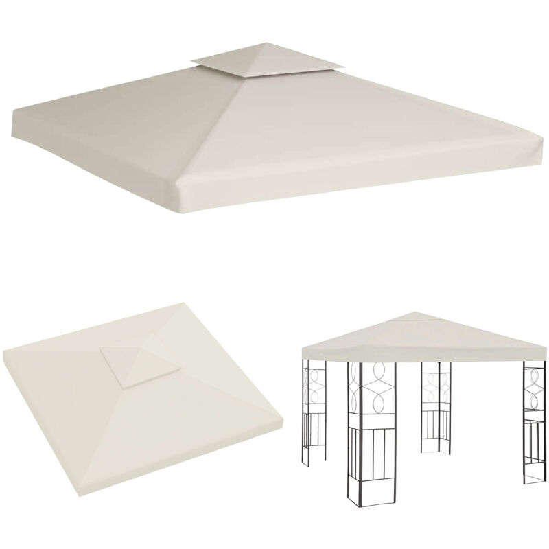 TolleTour Ersatzdach für Pavillon 3x3m Beige, Partyzelt Dach mit Dachabzug, Doppeldach Dachplane für Garten-Pavillon und Gartenzelt