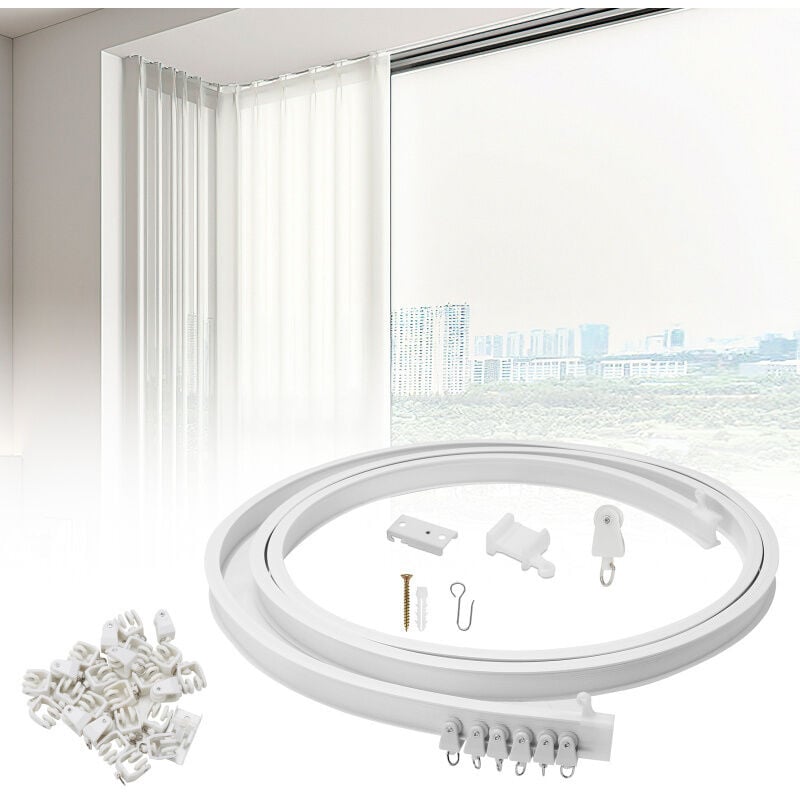 Tolletour - Flexible Vorhangschienen.3m Gebogene Vorhangschiene.Deckenhalterung mit Schienenvorhangsystem.Decken Fenster Schiene für Decken oder