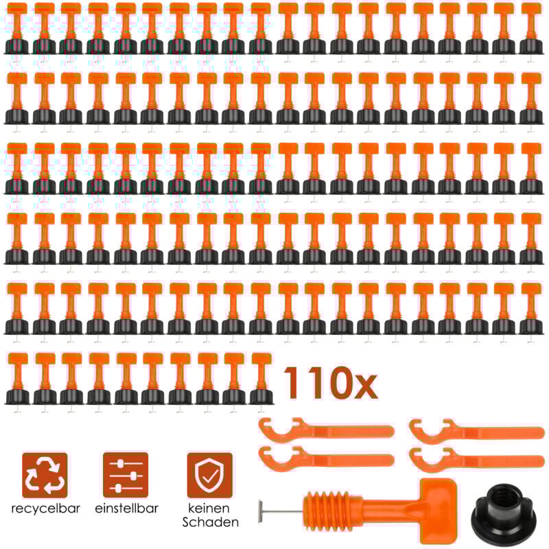 Tolletour - Nivelierset Fliesen 220 Stück Fliesen Nivelliersystem Fliesenausgleichssystem Fliesen Leveler Bau von Wänden Böden Wedge Handwerkzeug mit