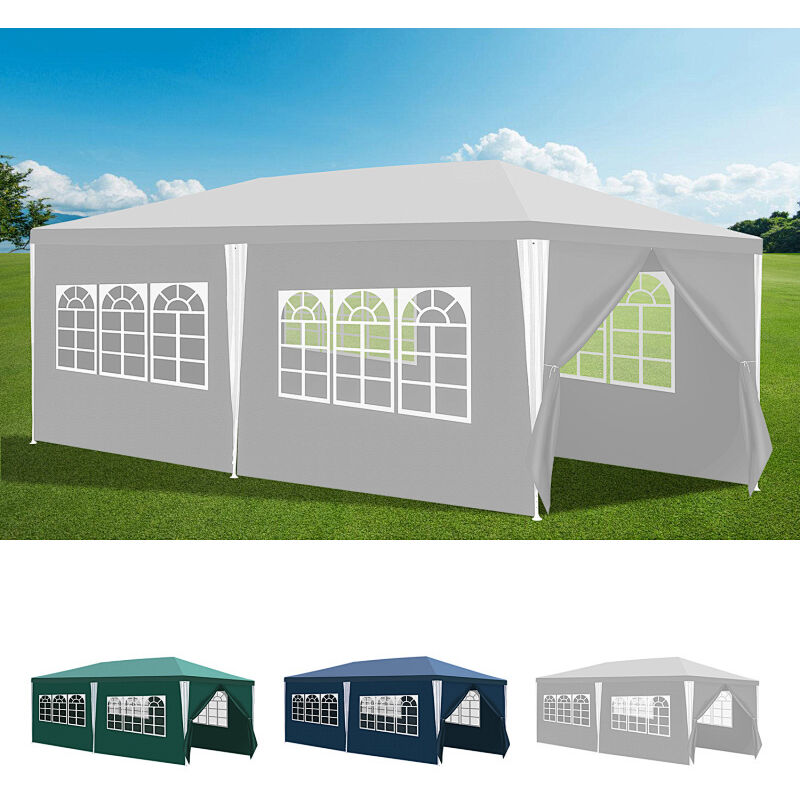 TolleTour Partyzelt Festzelt 3 x 6 m in weiß PE Plane Wasserdicht UV Schutz Gartenzelt