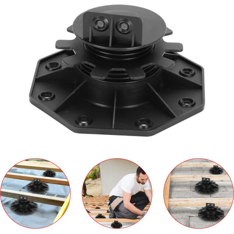 Tolletour - Stelzenlager 30-60 mm für Terrassendielen Außen aus wpc Holz Höhenverstellbares Kunststoff Unterkonstruktion Terrasse Gartenhaus