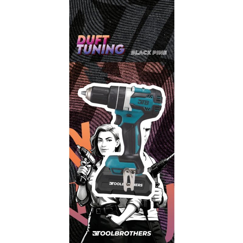 Toolbrothers Duftbaum - POWER PETROL AKKUSCHRAUBER Design - Duft BLACK PINE - hölzerne und frische Duftnoten