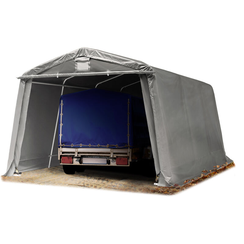 TOOLPORT Zeltgarage 3,3 x 4,7 m Premium Carport PE 600 N Plane Unterstand Lagerzelt Garage in grau