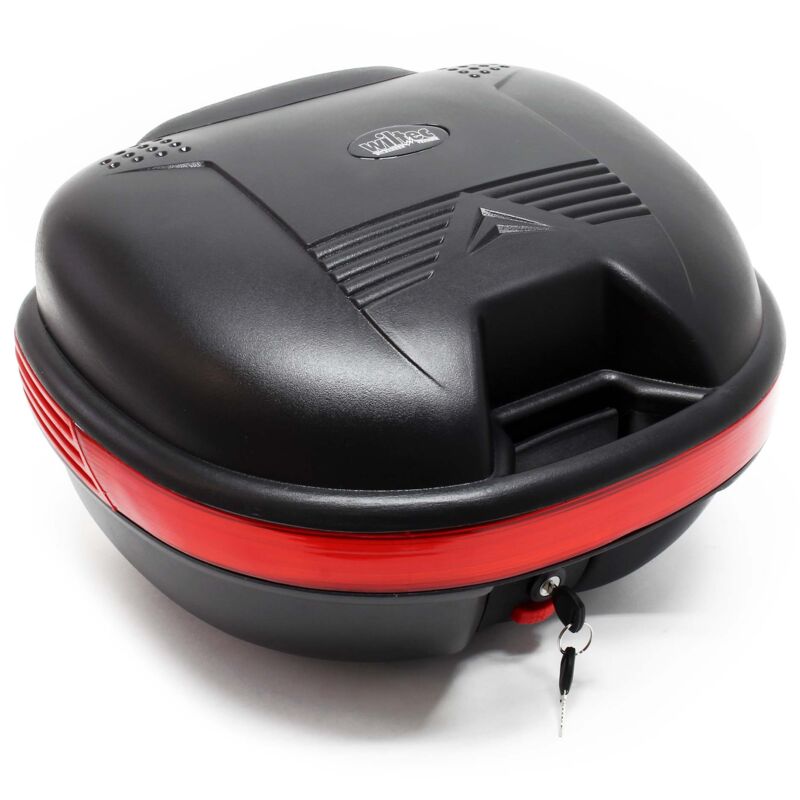 Wiltec Top Case 460x395x285 mm, 31 L, schwarz matt, für Roller, Motorrad oder Quad, Helmkoffer, Rollerkoffer, Motorradkoffer abschließbar