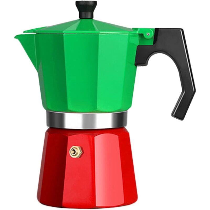 TOP Traditionelle italienische dreifarbige Mokka-Kaffeemaschine 300 ml 6 Tassen Filterkaffeemaschine mit hohem Deckel 300 ml 6 Tassen