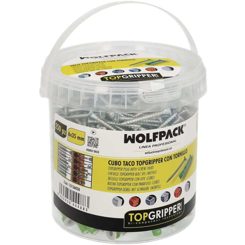 Wolfpack - Cubo Tacos Topgripper Bimaterial Con Tornillos ø 6 mm. 250 Piezas