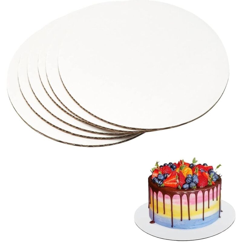 Bluedeer - Tortenunterlage Rund 30cm, 5 Stück Cake Board Weiß, Premium Tortenplatte Pappe für Kuchen und Torten