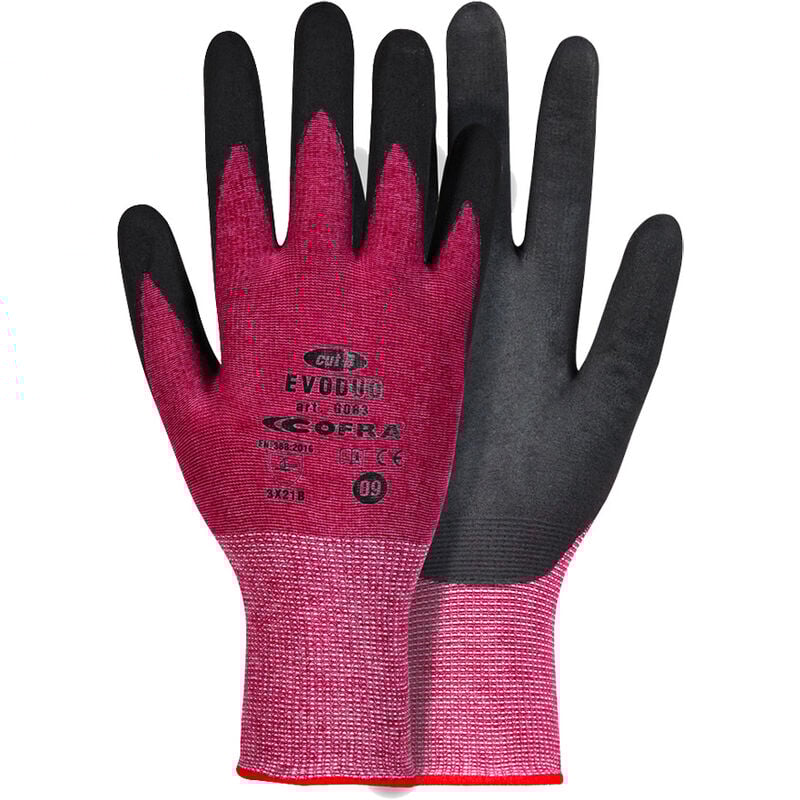 Evoduo Arbeitshandschuhe - 6 (xs) - Schwarz / Rot - Schwarz / Rot - Cofra