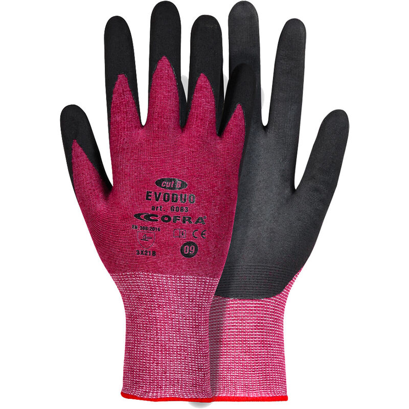 Evoduo Arbeitshandschuhe - 8 (m) - Schwarz / Rot - Schwarz / Rot - Cofra