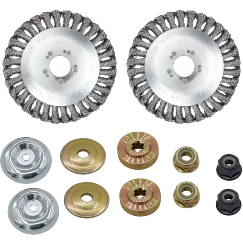 150mm Stahldraht Bürstenkopf Trimmerkopf inkl. Adapter-Set für Stihl FS108 FR106 FR108 / Motorsense, Rasentrimmer, Garten - 2 Stück - Trade-shop