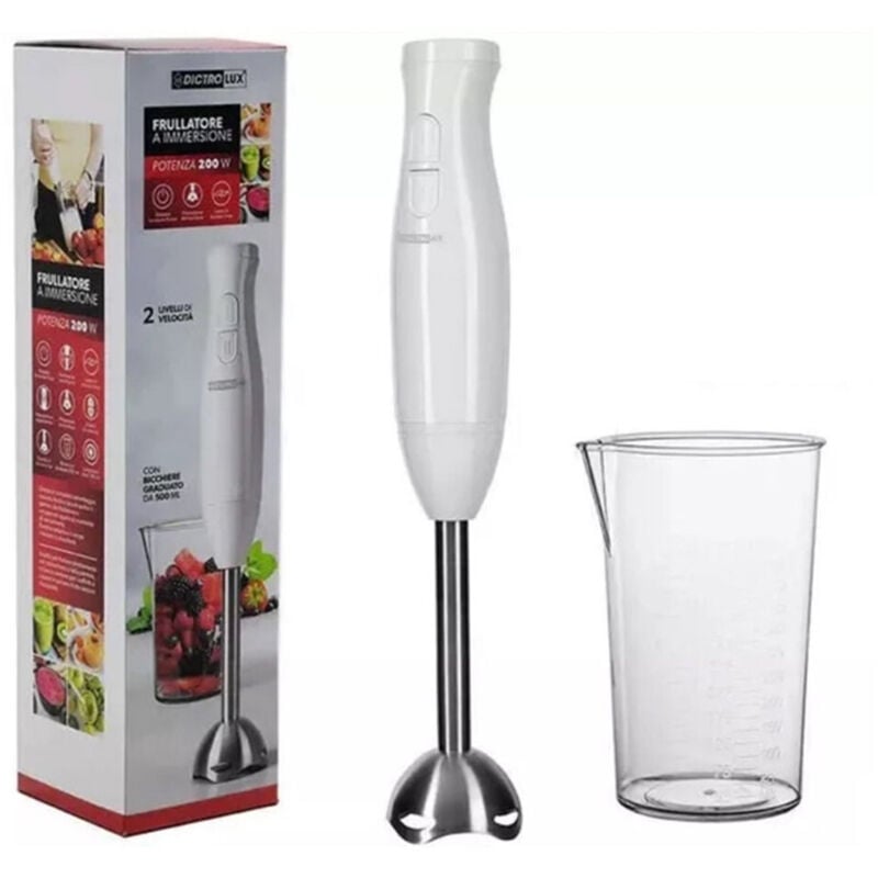 Trade Shop - 200w Tauchmixer mit Glas 500ml Chopper 2 Geschwindigkeitsmischer-Frucht -