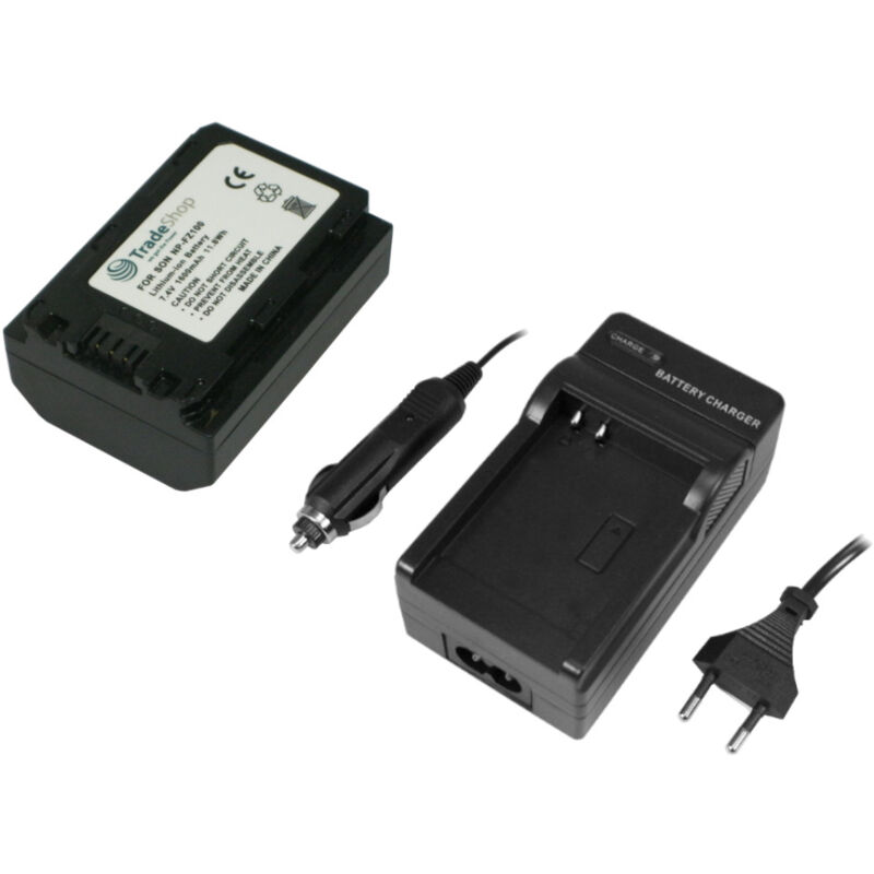 Trade-shop - 2in1 Set: Li-Ion Akku 1600mAh + Ladegerät mit Kfz-Ladekabel kompatibel mit Sony Alpha 7 iii ILCE-7M3 ILCE-7M3K, 7R iii ILCE-7RM3, A7R iii