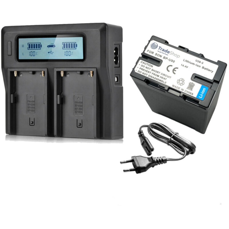 Trade-shop - 2in1 Set: Li-Ion Akku 6600mAh + Dual usb lcd Ladegerät kompatibel mit Sony PXW-X200, PXW-FX9, PXW-FX9K / Zubehör für Kamera, Camcorder