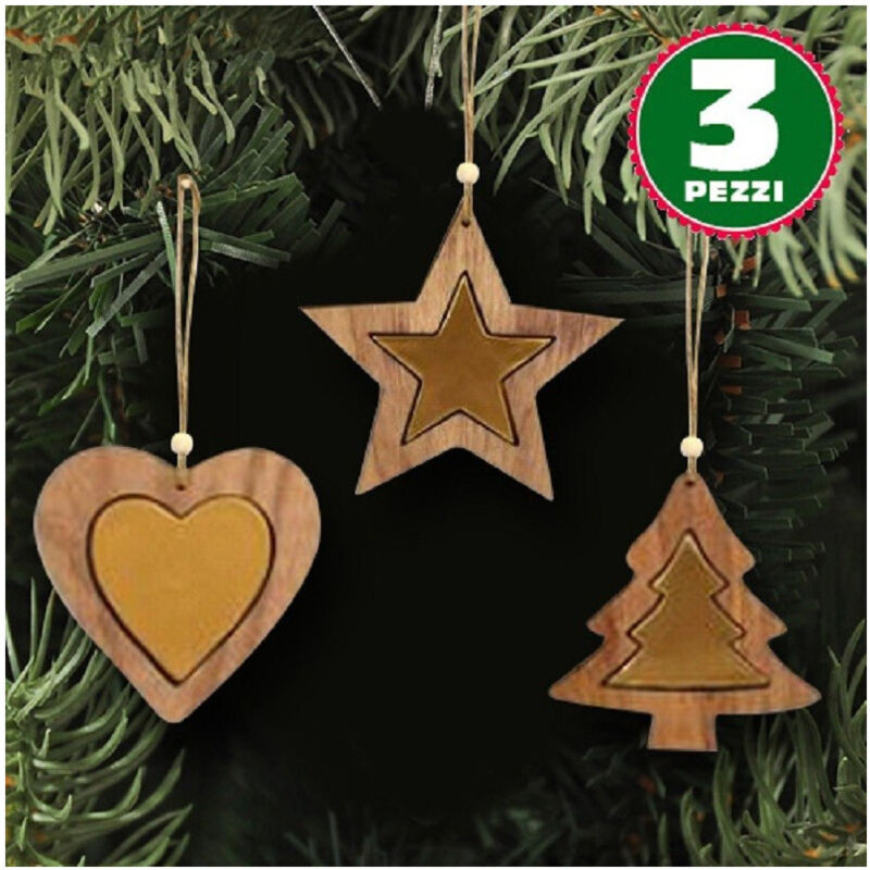 Trade Shop - 3 natal-aktionen in legno stella albero cuore oro natalisationen -