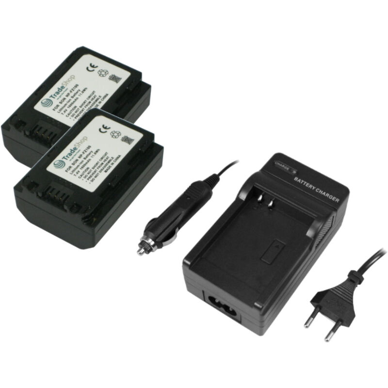 3in1 Set: 2x Li-Ion Akku 1,6Ah + Ladegerät mit Kfz-Ladekabel kompatibel mit Sony Alpha 7 iii ILCE-7M3 ILCE-7M3K, 7R iii ILCE-7RM3, A7R iii