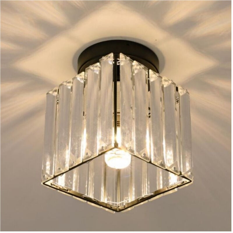 Trade Shop - plafoniera lampada da soffitto cubo nero attacco E27 in cristallal design elegante -
