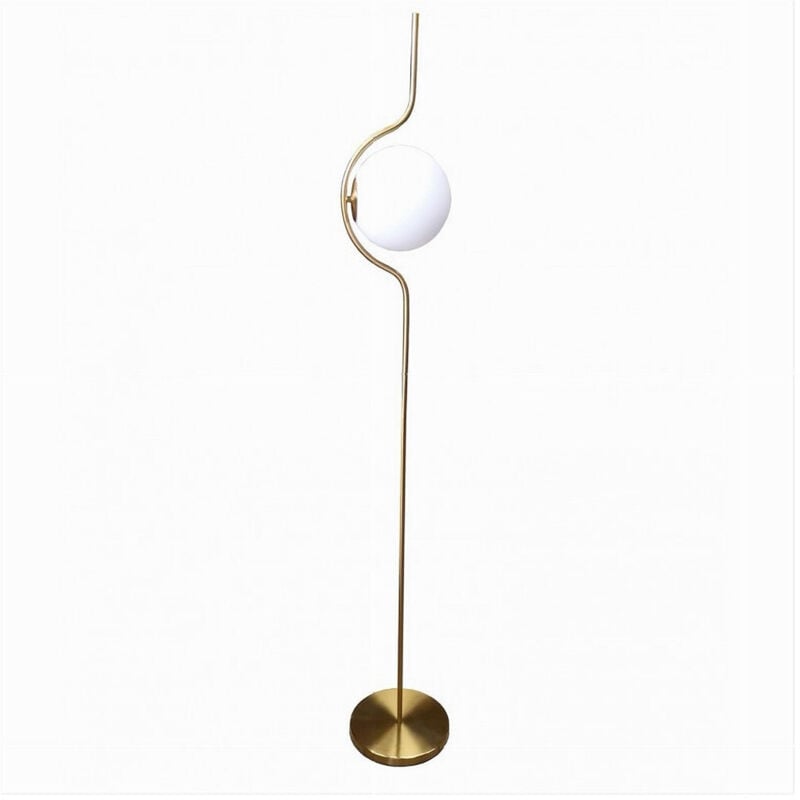 Trade Shop Traesio - Trade Shop - goldene stehleuchte mit weisser glaskugel E27 moderne design-stehleuchte 33894 -