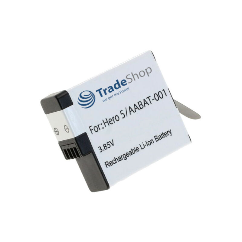 Trade-shop - Hochleistungs Li-Ion Akku 3,85V / 1250mAh für GoPro Hero 5, 6, 7, 8 Black ersetzt GoPro AABAT001, AHDBT501, CHDHX501, 60385, 60385-91012