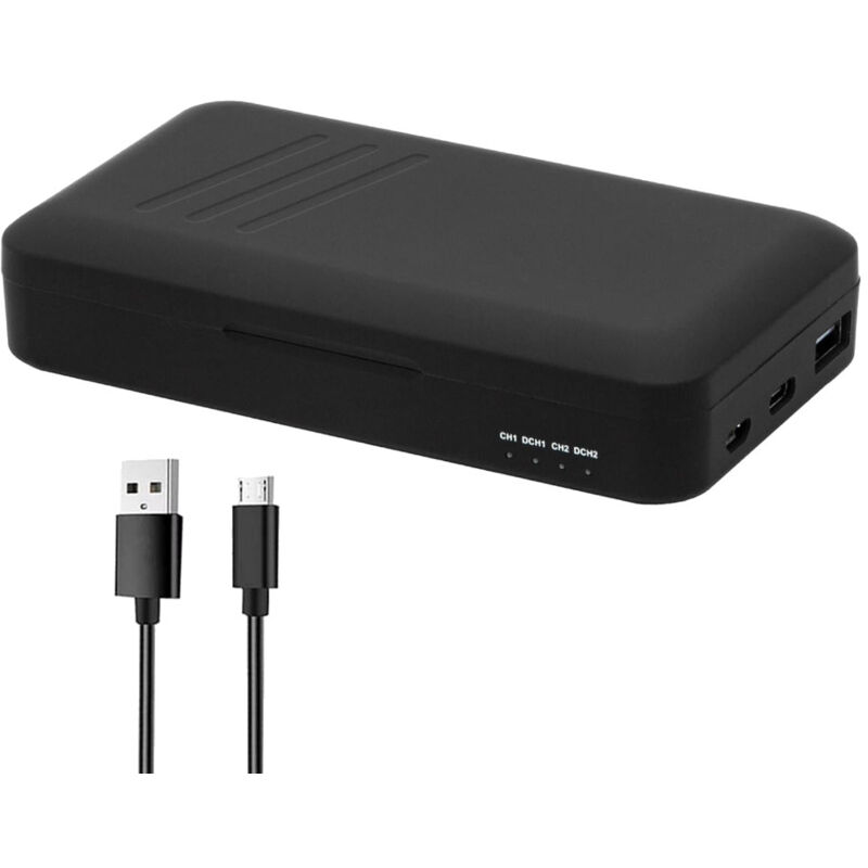 Trade-shop - led Dual Ladegerät Micro-USB usb-c usb-a mit Powerbank-Funktion kompatibel mit Nikon 1 V1, D7000, D7100, D7200, D7500, D8000, D500, D600