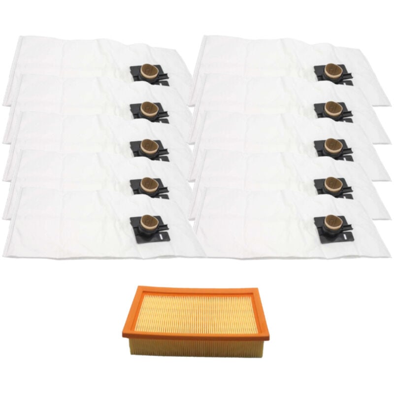 Set: Vlies Staubsaugerbeutel (10 Stück) + Lamellenfilter kompatibel mit Rowenta zr 81, Festool 452923 500558, Kränzle 454700, Flex 259.307