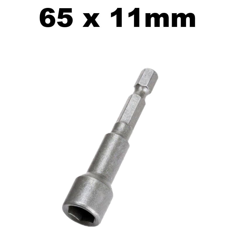 Trade-Shop Stecknuss Steckschlüssel Schraubendreher Adapter Bit Aufsatz mit Magnet für Akkuschrauber, 65mm Länge, Sechskant – 11mm Schlüsselweite