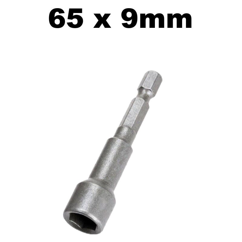 Stecknuss Steckschlüssel Schraubendreher Adapter Bit Aufsatz mit Magnet für Akkuschrauber, 65mm Länge, Sechskant – 9mm Schlüsselweite - Trade-shop