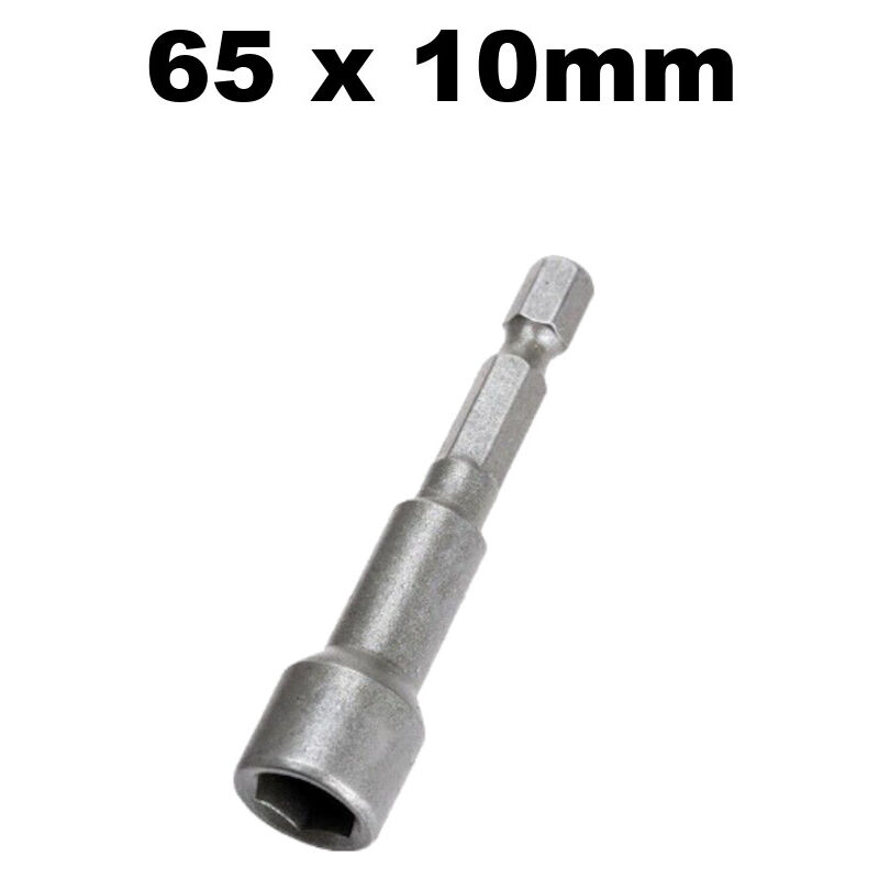 Trade-Shop Steckschlüssel / Stecknuss / Außensechskant-Aufsatz Bit magnetisch, 1/4 Zoll Nuss Aufnahme für Akkuschrauber - 65mm x 10mm
