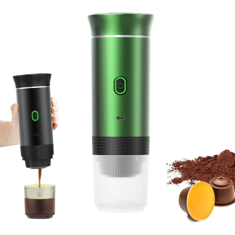 Tragbare 3-in-1-Kaffeemaschine, kompatibel mit großen und kleinen Kapseln, gemahlenem Kaffee, elektrische Mini-Kaffeemaschine für Auto, Camping