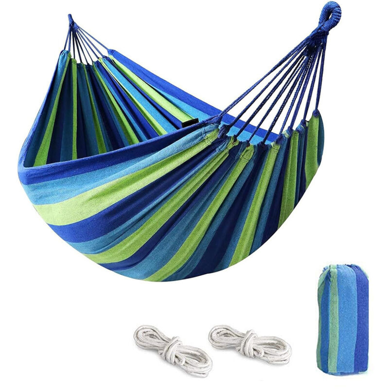 Tragbare Camping-Hängematte zum Aufhängen, strapazierfähige Gartenhängematte aus Stoff mit Reisetasche für Camping, Terrasse im Innen- und