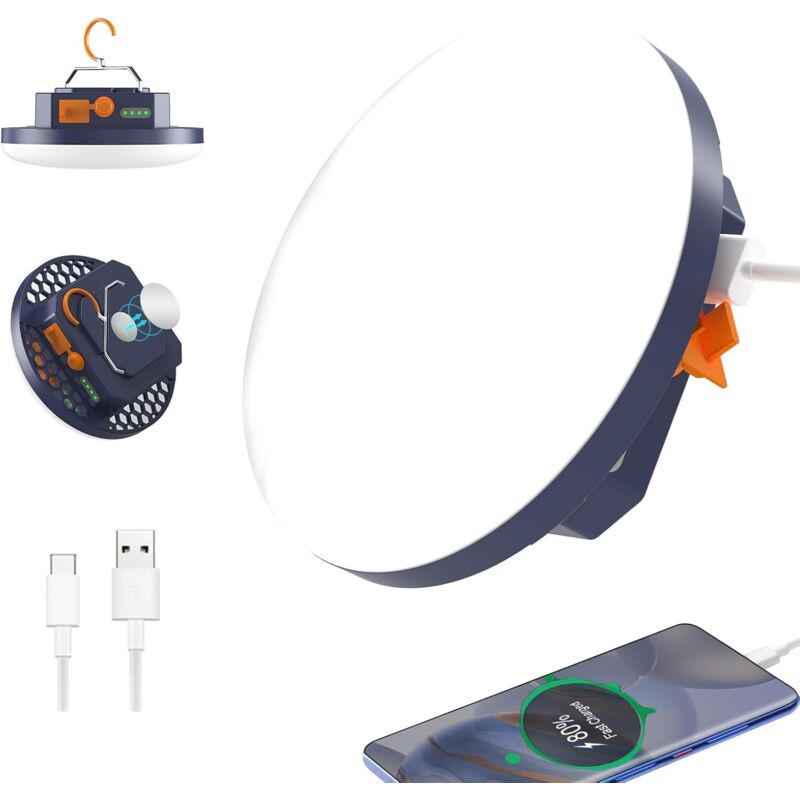 Tragbare Campinglaterne, 7200 mAh Powerbank, 2000 lm Zeltlampe wiederaufladbar, IP65 wasserdichte LED-Lampe für Camping, Arbeit, Jagd, Angeln,