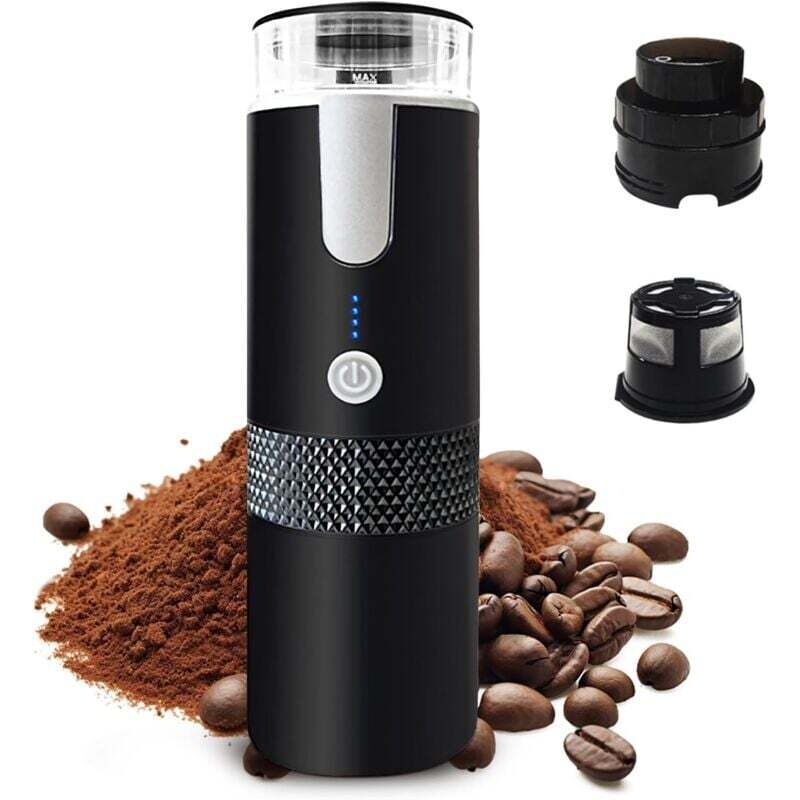 KZQ - Tragbare Espressomaschine, 170 ml, tragbarer elektrischer Espressokocher, Mini-Kaffeemaschine fürs Auto, Pads und gemahlener Kaffee für Reisen,