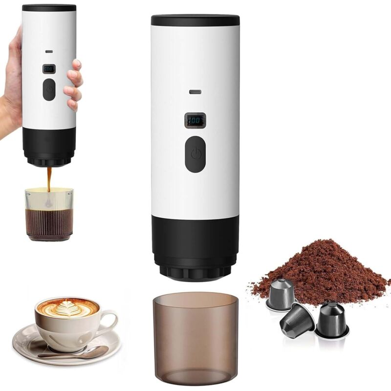 Tragbare Kaffeemaschine, 3-in-1-Espressomaschine mit elektrischer Heizung, wiederaufladbare 12-V-Espressomaschine, für Büro, Reisen, Zuhause,