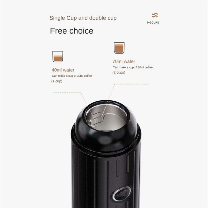 Tlily - Tragbare Kaffeemaschine, kabellose Heizung, wiederaufladbar, 2-in-1, kleine Reise-Espressomaschine für Camping, Büro, Wandern, Wohnmobil