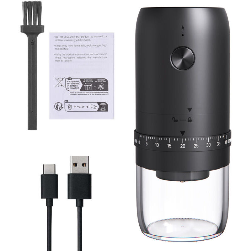 Tragbare Kaffeemühle KMDJ-2AW mit 40 Mahleinstellungen, 5 Keramikklingen, konischem Mahlwerk, Ein-Knopf-Start und automatischem Stopp, elektrische