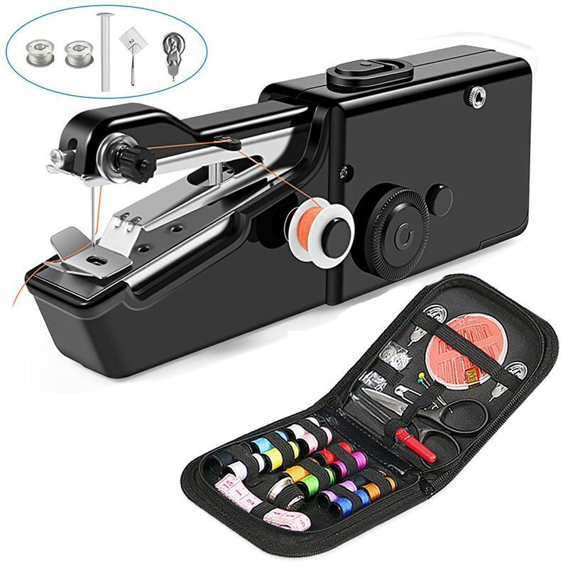 Tragbare Mini-Nähmaschine, Handnähmaschine, manuelles Schnellstichwerkzeug für Kleidung, Vorhänge, elektrisches Handnähgerät für den Haushalt