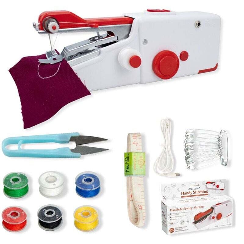 Tragbare Nähmaschine, Mini-elektrische Handnähmaschine für Erwachsene, Schnellstich, geeignet für Kleidung, Stoffe, Heimreise, Heimwerken