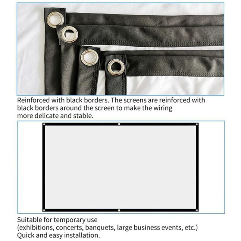 Tragbare Projektionswand für Heimkino HD Weiß Foldable Anti-Crease (120 Zoll)