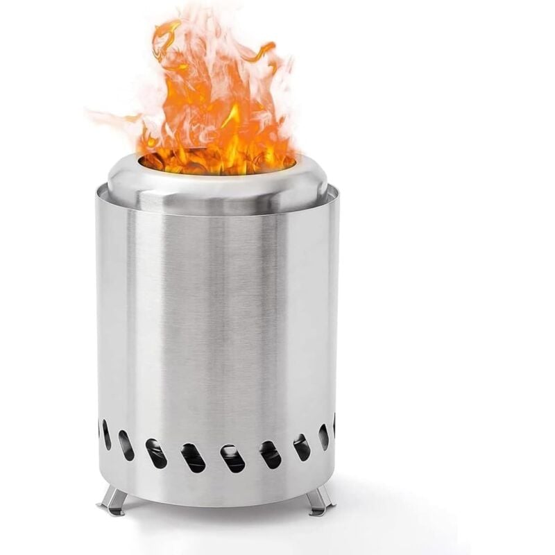 Tragbare Tischfeuerstelle aus Edelstahl für Camping, mit Standtasche, raucharmem Mini-Außenkamin, Holz- und Pelletbrenner, für Camping, Garten