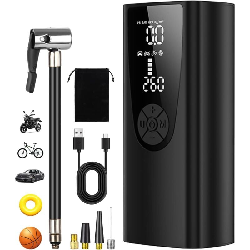 Beijiyi - Tragbarer 6000-mAh-Luftkompressor, elektrische Mini-Luftpumpe, Autoreifen-Inflator, elektrischer Inflator, Luftkompressor