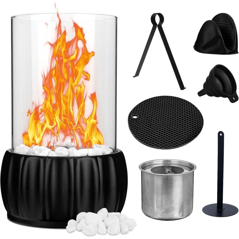 Tragbarer Bioethanol-Tischkamin, Bioethanol-Kamin mit Brennkammer, kleiner Ethanol-Kamin für draußen und drinnen, Balkon, Terrasse, Garten, Party
