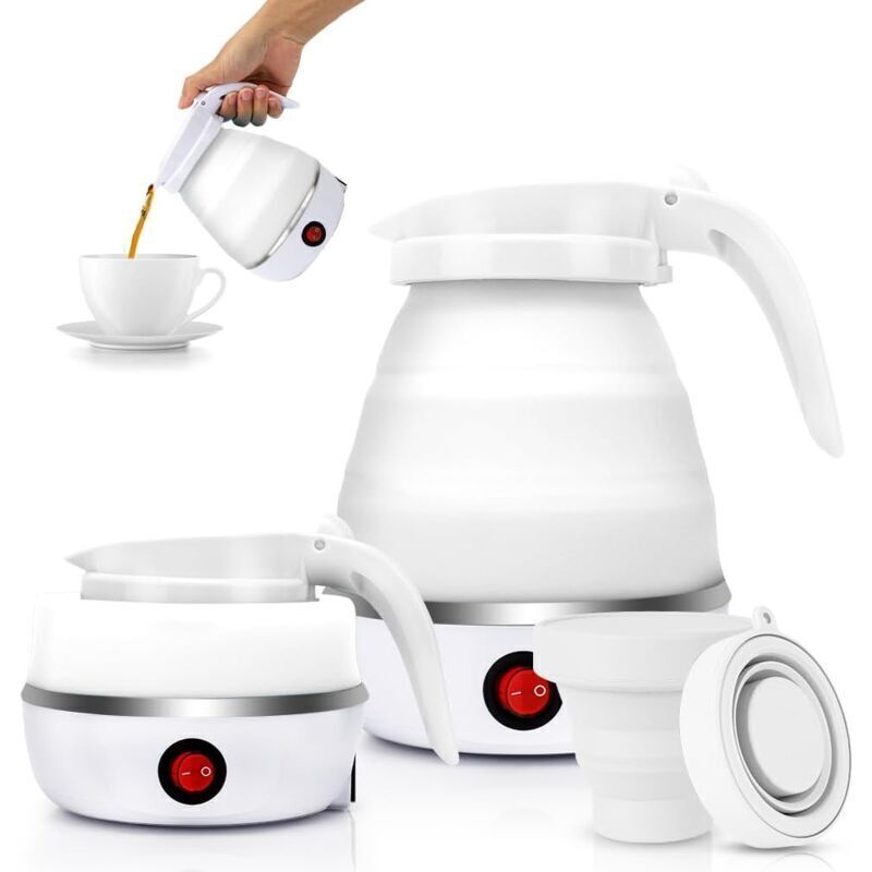 Tragbarer Camping-Wasserkocher (600 ml), zusammenklappbarer Wasserkocher von EUBSWA, Mini-Wasserkocher aus Silikon für Camping, Reisen und